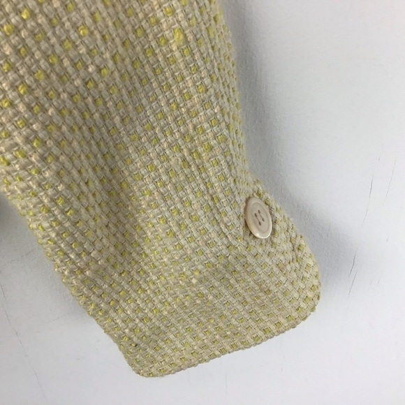 Ann Taylor yellow raw edge basket weave tweed Single Button Blazer Jacket. Sz 4 - Picture 5 of 11